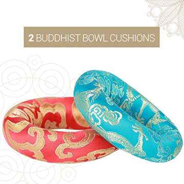 CAHAYA Singing Bowls Tibetan with 2 Cushions 4.3 Inches Meditation Sound Bowl Handcrafted in Nepal for Yoga, Deep Relaxation, Stress Reduction, Holistic Healing, Reiki etc.