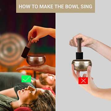 CAHAYA Singing Bowls Tibetan with 2 Cushions 4.3 Inches Meditation Sound Bowl Handcrafted in Nepal for Yoga, Deep Relaxation, Stress Reduction, Holistic Healing, Reiki etc.