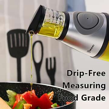 Aminno Measuring Oil Dispenser, Glass Oil Vinegar Dispenser with Measurement Marks, Easily Control Fat Intake, Drip-Free Pourer 17oz/500ml Bottle