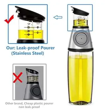 Aminno Measuring Oil Dispenser, Glass Oil Vinegar Dispenser with Measurement Marks, Easily Control Fat Intake, Drip-Free Pourer 17oz/500ml Bottle