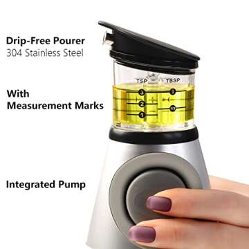 Aminno Measuring Oil Dispenser, Glass Oil Vinegar Dispenser with Measurement Marks, Easily Control Fat Intake, Drip-Free Pourer 17oz/500ml Bottle
