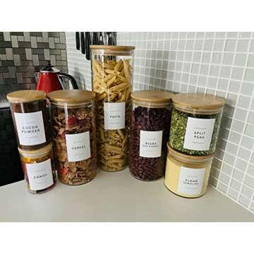 Lovable Labels Pre-printed Farmhouse/Minimalist Pantry Labels - 168 Dishwasher Safe Pantry Container Labels Help Keep Your Pantry Storage Bins Containers Jars Bottles Canisters Organized