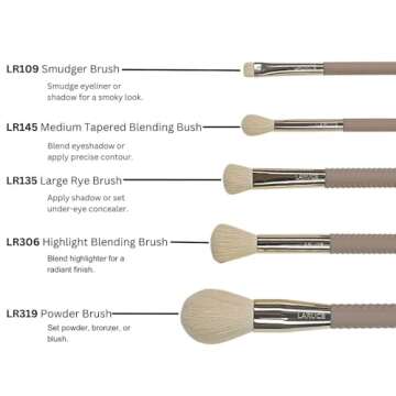 Laruce Beauty Makeup Brush Set – Set of 5 Premium Vegan Brushes for Full Face, Professional Makeup...