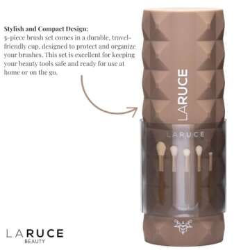 Laruce Beauty Makeup Brush Set – Set of 5 Premium Vegan Brushes for Full Face, Professional Makeup Brushes for Blush, Bronzer, Concealer, Eyeshadow, and Powder (5 pcs)