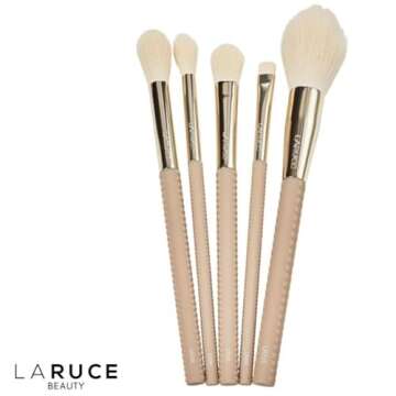 Laruce Beauty Makeup Brush Set – Set of 5 Premium Vegan Brushes for Full Face, Professional Makeup Brushes for Blush, Bronzer, Concealer, Eyeshadow, and Powder (5 pcs)