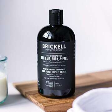 Brickell Men's Rapid Wash, Natural and Organic 3 in 1 Body Wash Gel for Men, 16 Ounce, Spicy Citrus ...