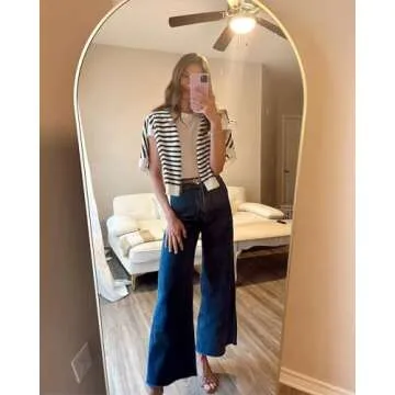 Supgoreou Women's Wide Leg Jeans High Waisted Stretchy Trendy Casual Versatile Work Denim Pants Trousers 2025 Dark Blue