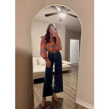 Supgoreou Women's Wide Leg Jeans High Waisted Stretchy Trendy Casual Versatile Work Denim Pants Trousers 2025 Dark Blue