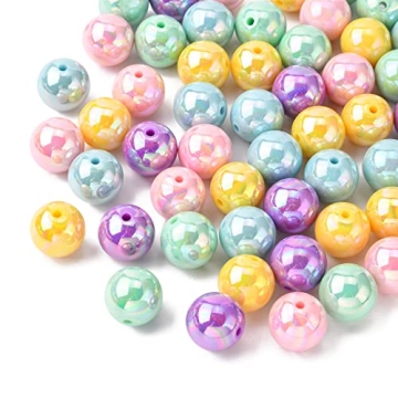 DanLingJewelry 100pcs Random Color Opaque Acrylic Round Beads Round Bubble Gum Ball Beads Round Spac...