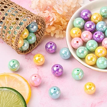 100pcs Vibrant Acrylic Round Beads for Jewelry Making