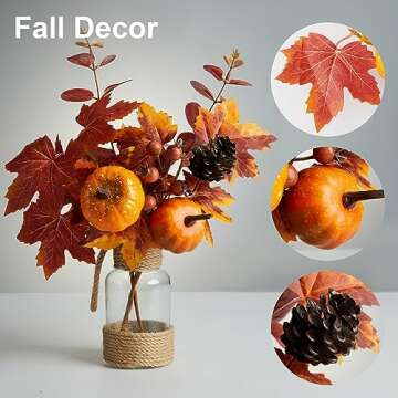 Anna's Whimsy 2PACK Fall Decor Mason Jar Sconce Wall Decor Rustic with Remote Control LED Fairy Lights - Artificial Fall Flowers Fall Decorations for Home Bedroom Farmhouse(Pumpkin)