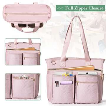 Fasrom Teacher Tote Bag with Padded Sleeve for Up to 14 Inches