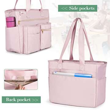 Fasrom Teacher Tote Bag with Padded Sleeve for Up to 14 Inches