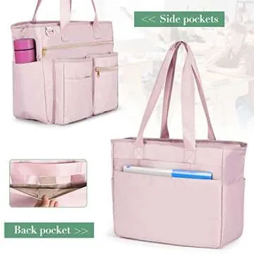 Fasrom Teacher Tote Bag with Padded Sleeve for Up to 14 Inches