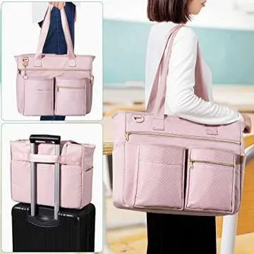 Fasrom Teacher Tote Bag with Padded Sleeve for Up to 14 Inches