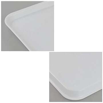 Ponpong White Large Plastic Fast Food Serving Tray, Rectangle, 6 Packs