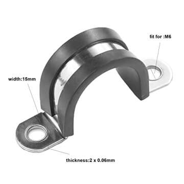 WYSIWYKA Set of 10 Premium 55mm U-Tube Strap Clamps with Rubber Lining for Pipe Securement