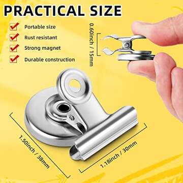 24 Pack Magnetic Clips Refrigerator Magnet Clips, Heavy Duty Fridge Magnets Clip Whiteboard Magnetic Clip, Clip Magnets for Fridge, Whiteboard, Office, School, Kitchen