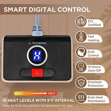 Westinghouse Twin Size Heated Blanket, Soft Flannel Sherpa Comfort