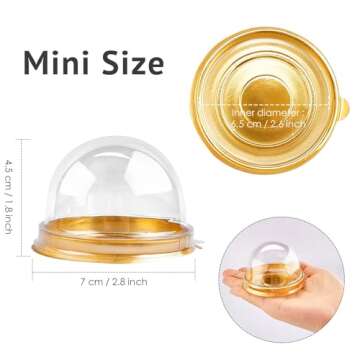 Zezzxu 50 Pack Mini Bundt Cake Containers, Clear Plastic Small Cupcake Boxes with Dome Lids for Indi...
