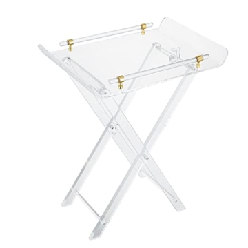 LIKENOW Furniture Acrylic Folding Tray Tables for Living Room,Bedroom,Lobby,Clear Small Side Tables ...