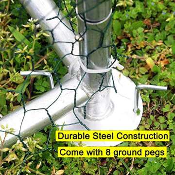 Large Chicken Coop Walk-in Metal Poultry Cage House Rabbits Habitat Cage Spire Shaped Coop with Waterproof and Anti-Ultraviolet Cover for Outdoor Backyard Farm Use (9.8' L x 13.1' W x 6.56' H)