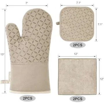 KEGOUU Oven Mitts and Pot Holders 6pcs Set, Kitchen Oven Glove High Heat Resistant 500 Degree Extra ...
