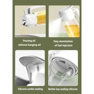 NIKKIER Oil Sprayer for Cooking,2 in 1 Olive Oil Dispenser and Oil Sprayer 470ml Olive Oil Spritzer,Oil Sprayer for Air Fryer, Salad,BBQ,Roasting-White