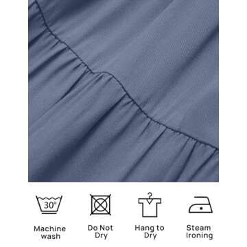 ZESICA Women's Summer Casual Sleeveless Crew Neck Smocked High Waist Flowy Tiered A Line Midi Dress,Dustyblue,Medium