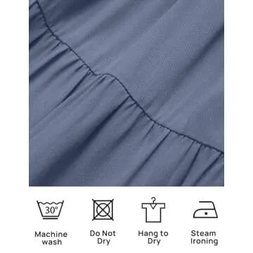 ZESICA Women's Summer Casual Sleeveless Crew Neck Smocked High Waist Flowy Tiered A Line Midi Dress,Dustyblue,Medium