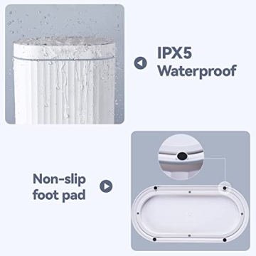 ELPHECO Touchless Bathroom Trash Can - Waterproof, 2.5 Gallon
