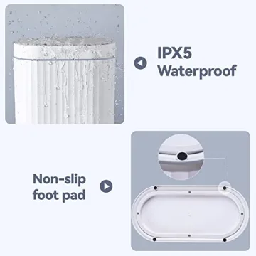 ELPHECO Touchless Bathroom Trash Can - Waterproof, 2.5 Gallon