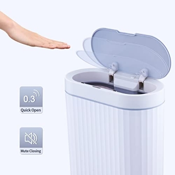 ELPHECO Touchless Bathroom Trash Can - Waterproof, 2.5 Gallon