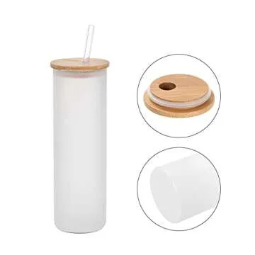Sublimation Glass Tumblers with Bamboo Lid & Straws