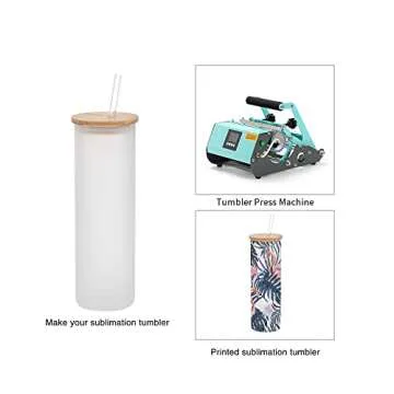 Sublimation Glass Tumblers with Bamboo Lid & Straws