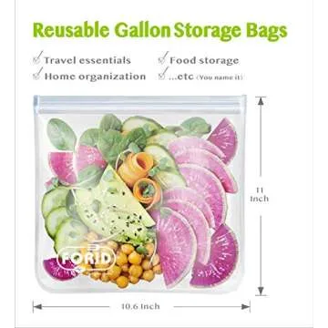 Reusable Gallon Freezer Bags - 6 Pack EXTRA THICK Gallon Reusable Bags LEAKPROOF Reusable Freezer Ba...