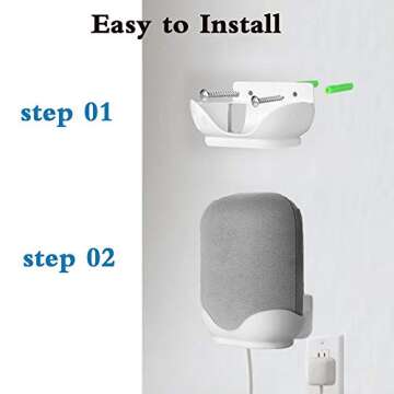 2 Pack Wall Mount Compatible with Google Nest Audio Speaker,Built in Cord Management Easy Install,Stable Stand Google Nest Audio Smart Speaker Holder Accessories for Space-Saving, White