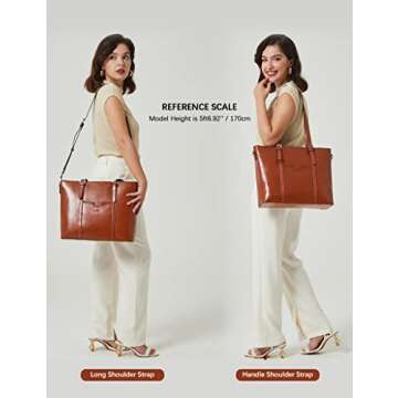BOSTANTEN Womens Leather Laptop Tote Office Shoulder Handbag Vintage Briefcase 15.6 inch Computer Wo...