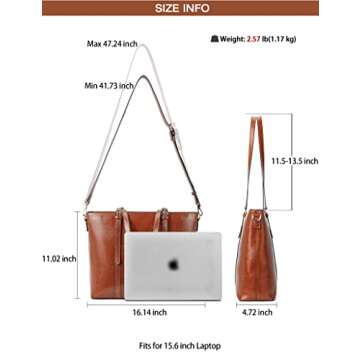 BOSTANTEN Womens Leather Laptop Tote Office Shoulder Handbag Vintage Briefcase 15.6 inch Computer Work Purse Brown