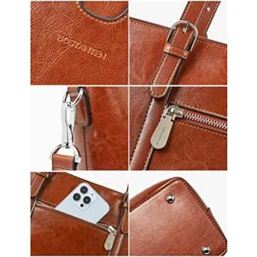 Stylish BOSTANTEN Leather Laptop Tote for Women