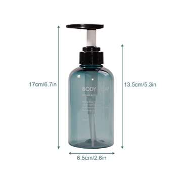 Yeeco Shampoo Pump Bottle Set - 10oz Clear Blue, 3 Pack for Travel & Home