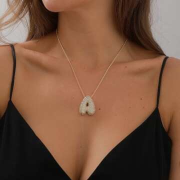 Andsion 14K Gold Bubble Letter Necklace for Women, Initial Necklaces for Women, Cubic Zirconia Balloon Necklaces Pendant Jewelry Gifts for Women, A Necklace