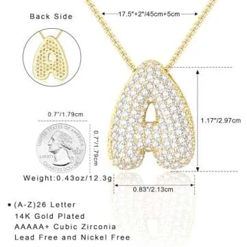 Stylish 14K Gold Bubble Letter Necklace for Women
