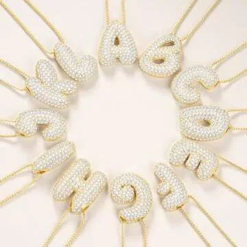 Stylish 14K Gold Bubble Letter Necklace for Women