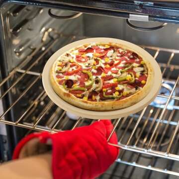 Culinary Couture 15" Round Pizza Stone for Oven and Grill - Cordierite Pizza Stone for Bread, Calzone, Cookies - Oven and Grill Stones for Outdoor