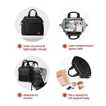 Skip Hop Diaper Bag Backpack with Spacious Design and Stroller Straps