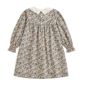 Curipeer Baby Girls Long Sleeve Fall Floral Dress Flower Printed Toddler Ruffle Dress for Autumn and...