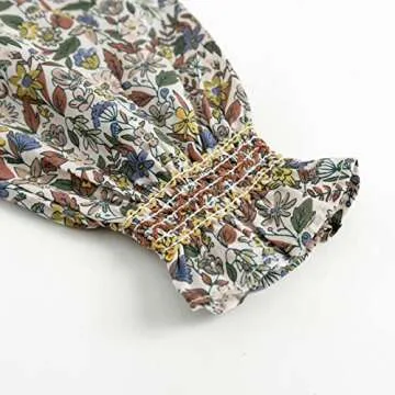 Curipeer Baby Girls Long Sleeve Fall Floral Dress Flower Printed Toddler Ruffle Dress for Autumn and Spring Brown 5T