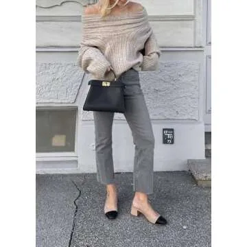 LETSVDO Womens Off Shoulder Pullover Sweaters Knitted Plus Size Dolman Sleeve Casual Oversized Loose Tunic Slouchy Sweaters Apricot