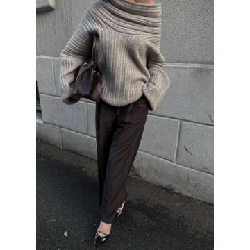 LETSVDO Womens Off Shoulder Pullover Sweaters Knitted Plus Size Dolman Sleeve Casual Oversized Loose Tunic Slouchy Sweaters Apricot